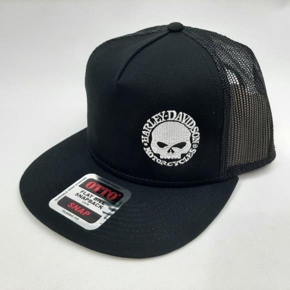 Handmade Accessories - American Biker Retro Willy G Embroider Flat Bill Trucker Mesh Snapback Harley HD